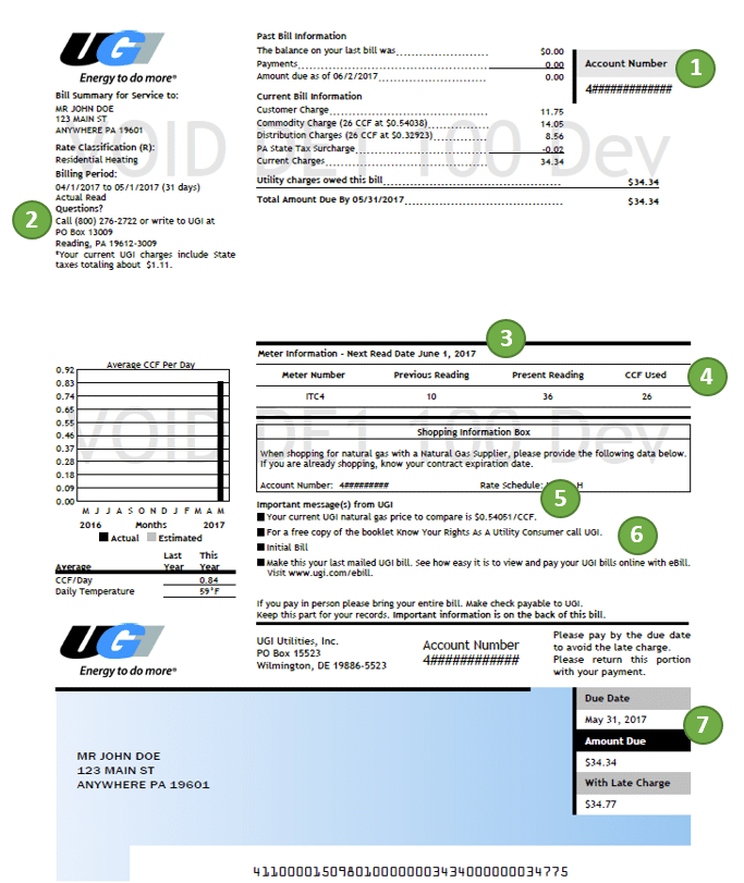 Sample UGI Bill